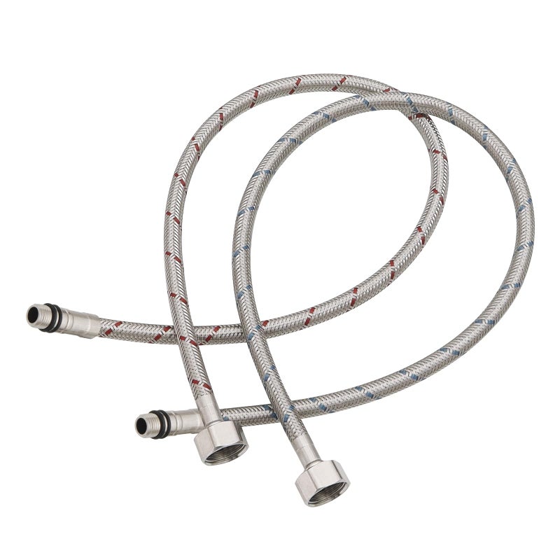 BATHLAVISH 32" Length Faucet Supply Lines 3/8" Comp x M10 Male Connector Line Braided Stainless Steel Nylon Sink Hose Extension for Bathroom Kitchen Faucet 2Pcs (1 Pair) - Image 1